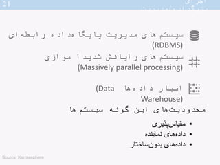 ‫داد‬‫بزرگ‬ ‫های‬‫فناوری‬ ‫بندی‬‫دسته‬‫ه‬
•‫گرا‬‫ستون‬ ‫های‬‫داده‬‫پایگاه‬
‫داده‬‫بزرگ‬ ‫های‬‫فناوری‬
•‫های‬‫داده‬‫پایگاه‬...