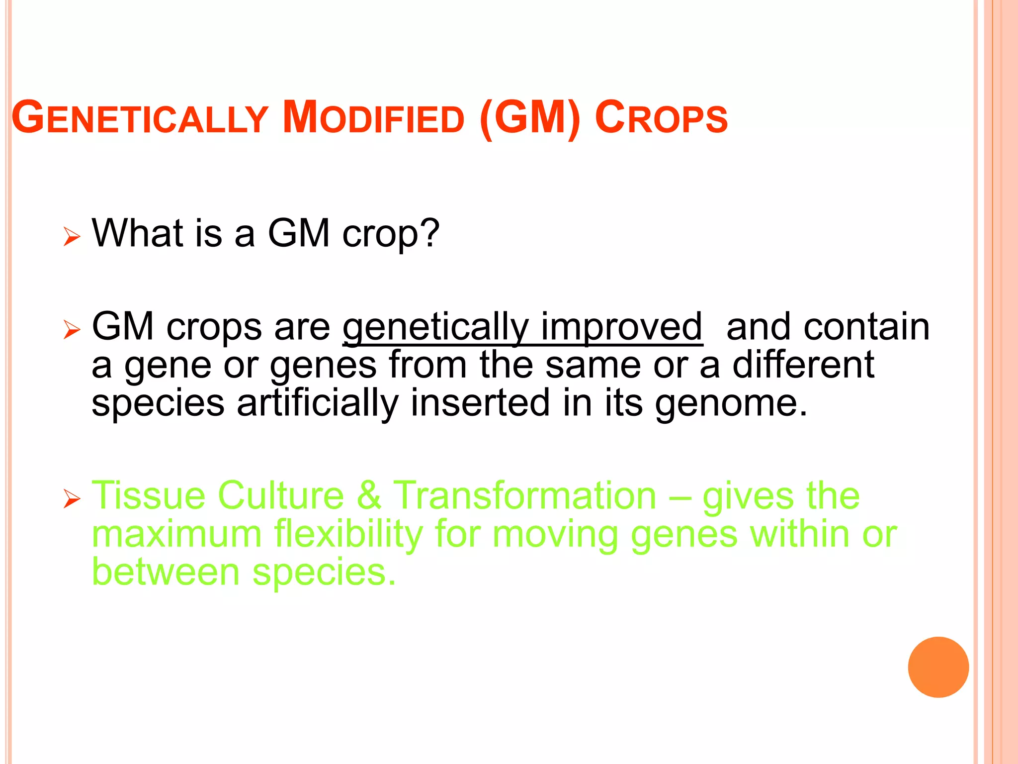 Genetically modified food crops and their contribution to human ...