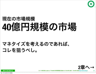 40



   2011     10   24   cayto inc.   108-0072
                                                                                 2
                                              6-21-4 T 03 5475 3385 F 03 5475 3386 http://www.cayto.jp/
                                                                                                          →
                                                                                                          32

2011   10   27
 