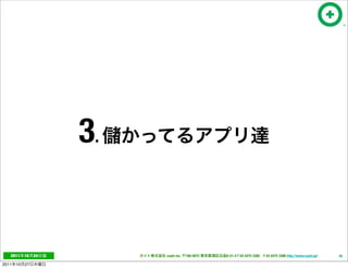 3.


   2011     10   24        cayto inc.   108-0072   6-21-4 T 03 5475 3385 F 03 5475 3386 http://www.cayto.jp/   45

2011   10   27
 