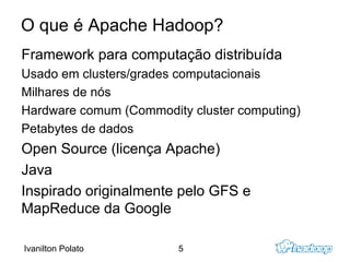 Histórico Fonte: Evert Lammerts (SARA.nl) *  http://nutch.apache.org/ **  http://labs.google.com/papers/mapreduce.html http://labs.google.com/papers/gfs.html 