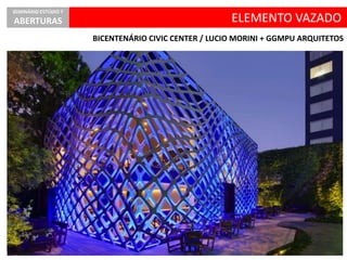ELEMENTO VAZADO
BICENTENÁRIO CIVIC CENTER / LUCIO MORINI + GGMPU ARQUITETOS
SEMINÁRIO ESTÚDIO 7
ABERTURAS
 