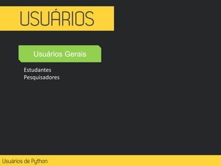 Estudantes
Pesquisadores
Usuários Gerais
 