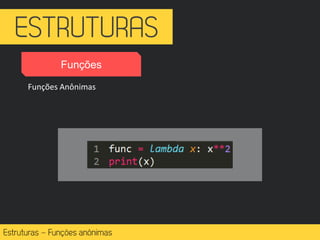 Funções
–
Funções Anônimas
 