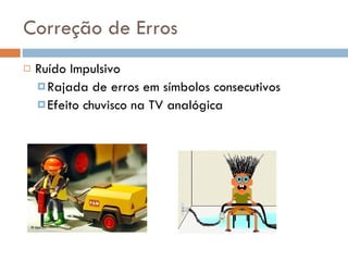 Correção de Erros Ruído Impulsivo Rajada de erros em símbolos consecutivos Efeito chuvisco na TV analógica 