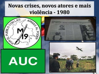 Novas crises, novos atores e mais
violência - 1980
 