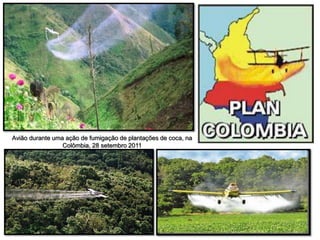 Avião durante uma ação de fumigação de plantações de coca, na
Colômbia, 28 setembro 2011
 