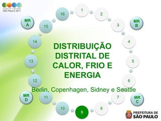 1
                16          2
MR                                        MR
 A        15                      3        B



     14                               4
               DISTRIBUIÇÃO
 13
               DISTRITAL DE               5
               CALOR, FRIO E
                 ENERGIA
     12                               6

     Berlin, Copenhagen, Sidney e Seattle
MR        11                      7           MR
 D                                             C
                10          8
                     9
 