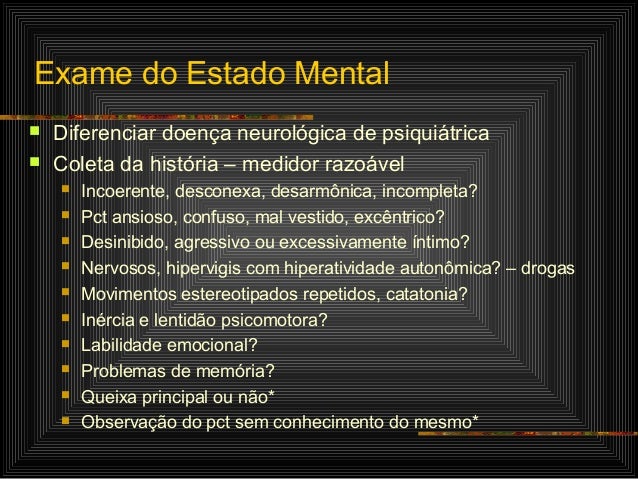 Exame do estado mental psiquiatria