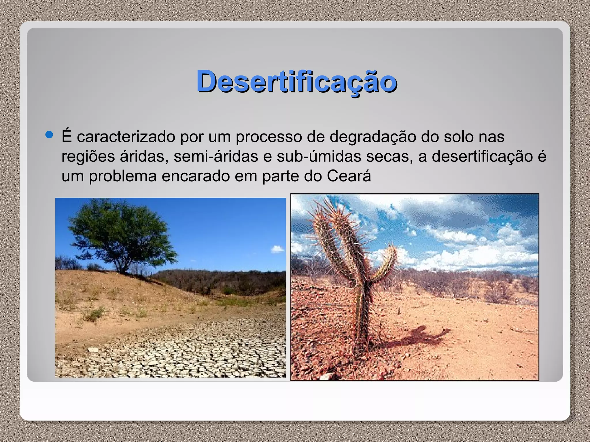 Degradação do solo, Erosão, Enchentes e Desertificação.