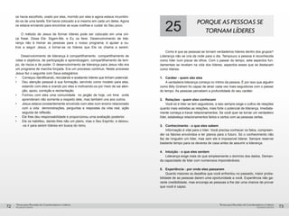 pequenos grupospequenos grupos
Temas para Reuniões de Coordenadores e LíderesTemas para Reuniões de Coordenadores e Líderes
72 73
os havia escolhido, orado por eles, morrido por eles e agora estava incumbin-
do-os de uma tarefa. Ele havia colocado a si mesmo em cada um deles. Agora
os estava enviando para encontrar as suas ovelhas e cuidar do Seu povo.
	 O método de Jesus de formar líderes pode ser colocado em uma úni-
ca frase. Disse Ele: Sigam-Me, e Eu os farei. Desenvolvimento de lide-
rança não é treinar as pessoas para o nosso programa; é ajudar a ou-
tros a seguir Jesus, e tornar-se os líderes que Ele os chama a serem.
	 Desenvolvimento de liderança é compartilhamento compartilhamento de
vidas e objetivos, de participação e aprendizagem, compartilhamento de tem-
po, de riscos e de poder. O desenvolvimento de liderança para Jesus não era
um programa de marcha forçada. Era um processo contínuo. Neste processo
Jesus fez o seguinte com Seus estagiários:
•	 Começou identificando, recrutando e avaliando líderes que tinham potencial.
•	 Deu atenção pessoal à sua formação, servindo como modelo para eles,
estando com eles e orando por eles e motivando-os por meio de sai aten-
ção, apoio, correção e reorientação.
•	 Formou com eles uma comunidade no jargão de hoje, um time onde
aprenderam não somente a respeito dele, mas também uns aos outros.
•	 Jesus estava constantemente envolvido com eles num ensino relacionado
com a vida demonstrações, perguntas e respostas da vida real, ação
seguida de reflexão.
•	 Ele lhes deu responsabilidade e proporcionou uma avaliação posterior.
•	 Ele os habilitou, dando-lhes não um plano, mas o Seu Espírito, e deixou-
-os ir para serem líderes em busca do reino.
25 PORQUE AS PESSOAS SE
TORNAM LÍDERES
Como é que as pessoas se tornam verdadeiros líderes dentro dos grupos?
Liderança não se cria da noite para o dia. Tampouco a pessoa é reconhecida
como líder num piscar de olhos. Com o passar do tempo, sete aspectos fun-
damentais se revelam na vida dos líderes, aspectos esses que se destacam
como líderes:
1.	 Caráter - quem são eles
A verdadeira liderança começa no íntimo da pessoa. É por isso que alguém
como Billy Graham foi capaz de atrair cada vez mais seguidores com o passar
do tempo. As pessoas percebem a profundidade do seu caráter.
2.	 Relações - quem eles conhecem
Você só é líder se tem seguidores, e isso sempre exige o cultivo de relações
quanto mais estreitas as relações, mais forte o potencial de liderança. Imediata-
mente começa a travar relacionamentos. Se você quer se tornar um verdadeiro
líder, estabeleça relacionamentos fartos e certos com as pessoas certas.
3.	 Conhecimento - o que eles sabem
Informação é vital para o líder. Você precisa conhecer os fatos, compreen-
der os fatores envolvidos e ter planos para o futuro. Só o conhecimento não
faz de ninguém um líder, mas sem ele é impossível liderar. Sempre reservei
bastante tempo para os deveres de casa antes de assumir a liderança.
4.	 Intuição - o que eles sentem
Liderança exige mais do que simplesmente o domínio dos dados. Deman-
da capacidade de lidar com numerosos imponderáveis.
5.	 Experiência - por onde eles passaram
Quanto maiores os desafios que você enfrentou no passado, maior proba-
bilidade de as pessoas darem uma oportunidade a você. Experiência não ga-
rante credibilidade, mas encoraja as pessoas a lhe dar uma chance de provar
que você é capaz.
 