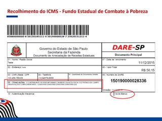 Recolhimento do ICMS - Fundo Estadual de Combate à Pobreza
 