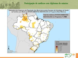 Participação de médicos com diplomas do exterior
31
Total de médicos INTERCAMBISTAS
INDIVIDUAIS no Programa: 1.195
 