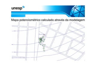 Mapa potenciométrico calculado através da modelagem
 
