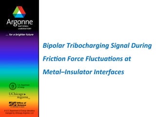 Bipolar	
  Tribocharging	
  Signal	
  During	
  
Fric3on	
  Force	
  Fluctua3ons	
  at	
  
Metal–Insulator	
  Interfaces	
  
 