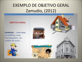 EXEMPLO DE OBJETIVO GERAL 
Zamudio, (2012) 
 