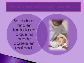 Se le da al
niño en
fantasía en
lo que no
puede
dársele en
realidad.
 