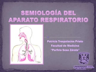 SEMIOLOGÍA DEL APARATO RESPIRATORIO Patricia Trespalacios Prieto Facultad de Medicina “Porfirio Sosa Zárate” 