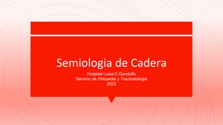 Semiologia de Cadera
Hospital Luisa C.Gandulfo
Servicio de Ortopedia y Traumatologia
2023
 