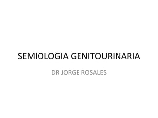 SEMIOLOGIA GENITOURINARIA
DR JORGE ROSALES
 