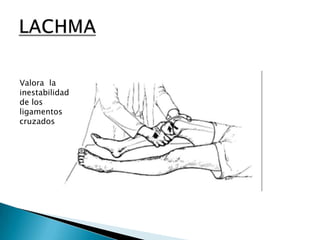Valora la
inestabilidad
de los
ligamentos
cruzados
 