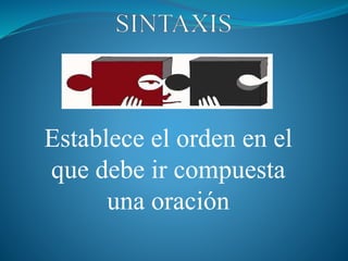 Establece el orden en el
que debe ir compuesta
una oración
 
