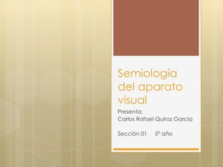 Semiología
del aparato
visual
Presenta;
Carlos Rafael Quiroz García

Sección 01   5º año
 