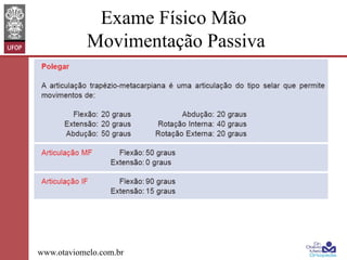 Exame Físico Mão
Movimentação Passiva

www.otaviomelo.com.br

 