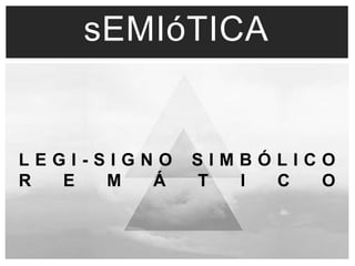 sEMIóTICA 
L E G I - S I G N O S I M B Ó L I C O 
R E M Á T I C O 
 