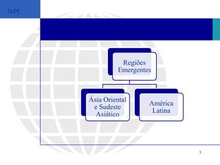 NPI




                 Regiões
                Emergentes



      Ásia Oriental
                         América
       e Sudeste
                          Latina
        Asiático




                                   3
 