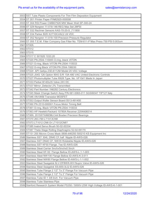 Semi star equipment parts inventory list dec 2020 | PDF