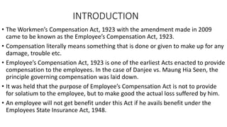 The Employee Compensation Act, 1923 | PPTX