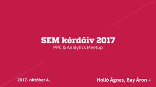 SEM kérdőív 2017
PPC & Analytics Meetup
Holló Ágnes, Bay Áron2017. október 4.
 