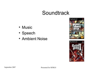 Soundtrack Music Speech Ambient Noise 