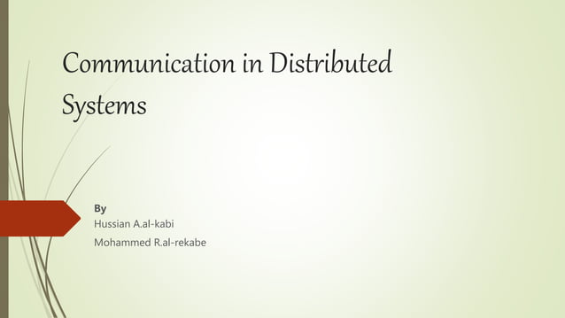 communication in distributed systems | PPT