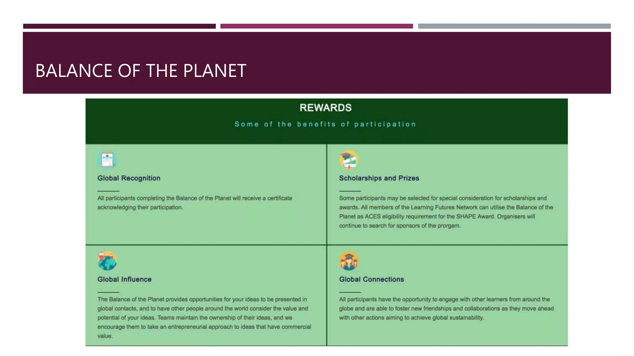 BALANCE OF THE PLANET
 