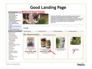Good Landing Page




   Several mentions of “cat nip” on
   the page. Uses a page that
   matches the keyword and ad.

Twitter: @AmplifySEM
 