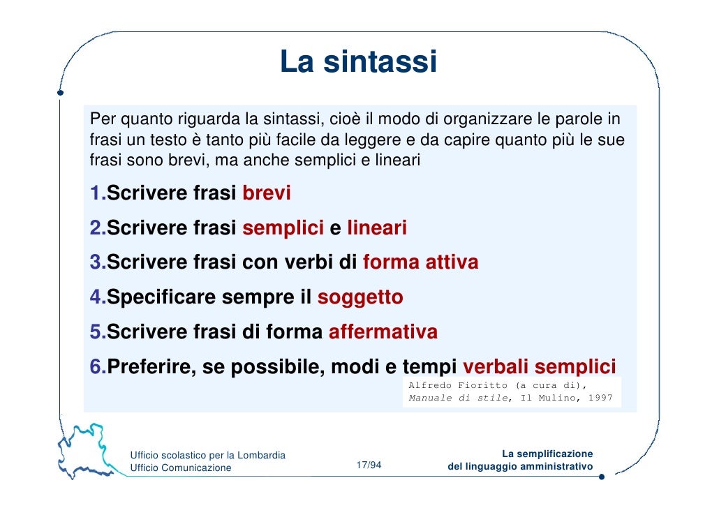 Semplificazione Del Linguaggio Amministrativo