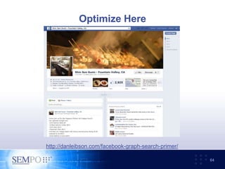 Optimize Here
64
http://danleibson.com/facebook-graph-search-primer/
 