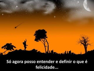 Só agora posso entender e definir o que é
              felicidade...
 