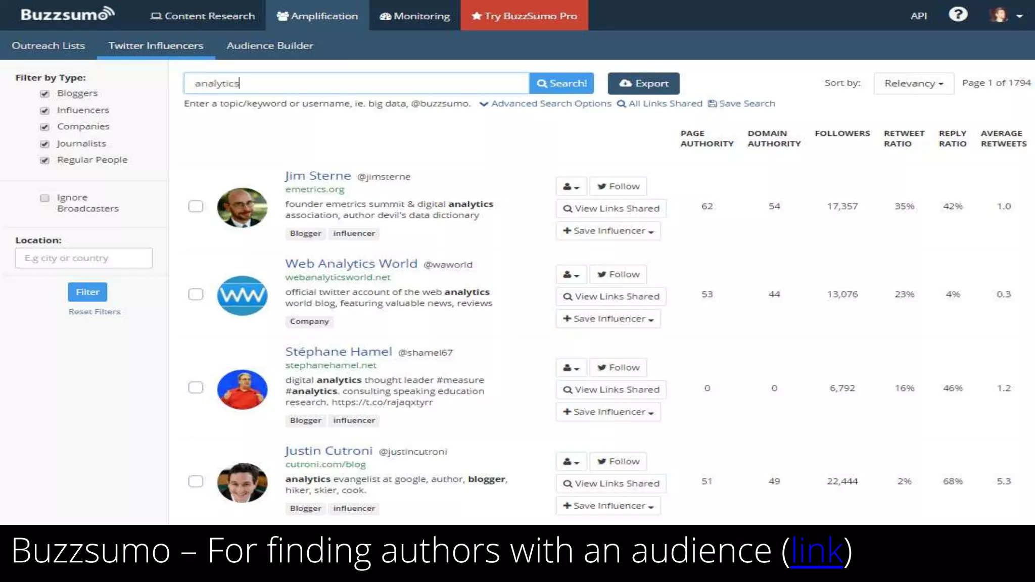 32Buzzsumo – For finding authors with an audience (link)
 
