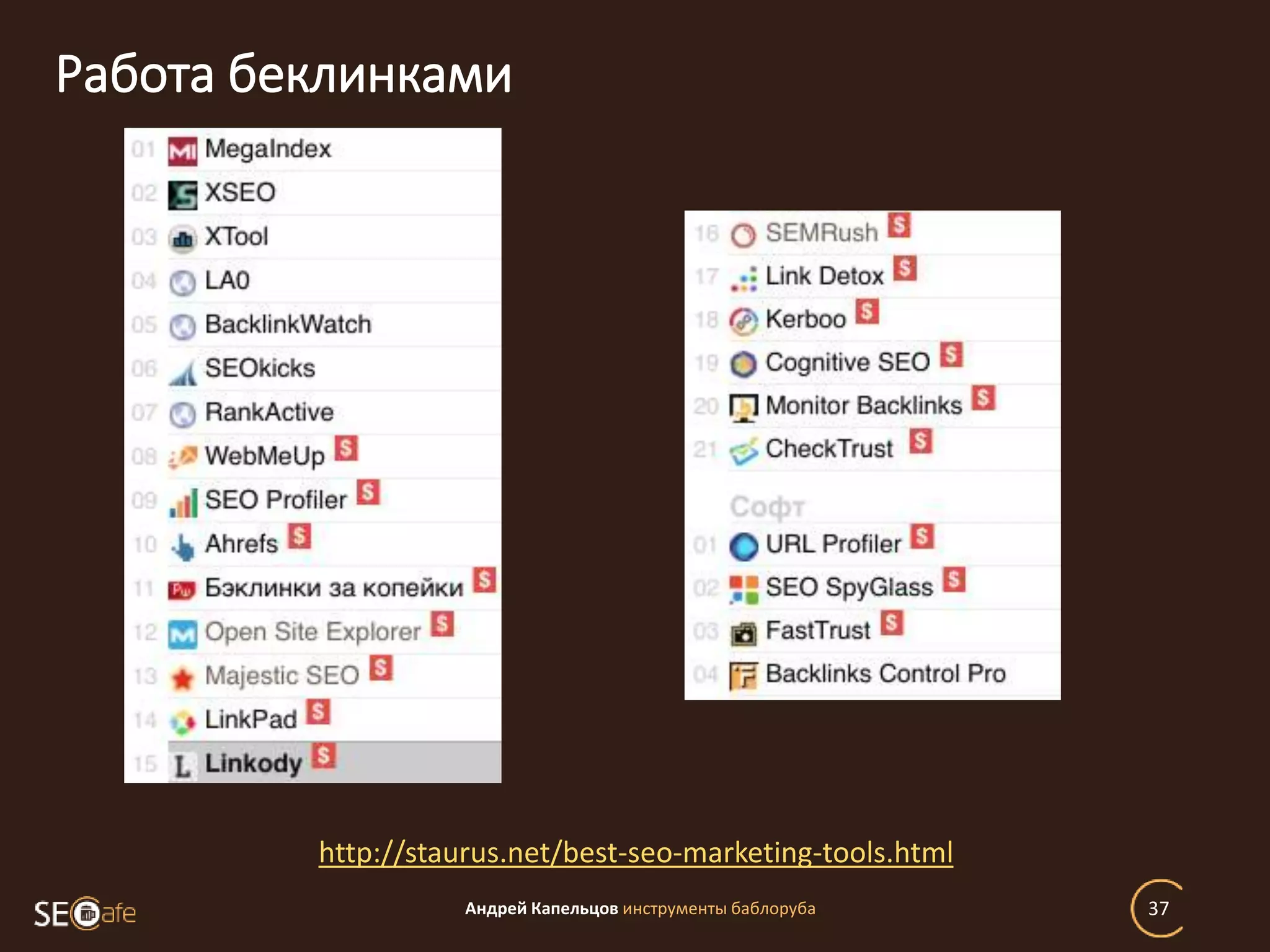 Работа беклинками
Андрей Капельцов инструменты баблоруба 37
http://staurus.net/best-seo-marketing-tools.html
 