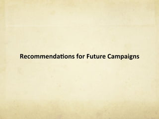 Recommenda1ons	for	Future	Campaigns	
 
