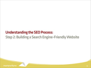 Understanding the SEO Process:
Step 2: Building a Search Engine-Friendly Website




                                                    19
 