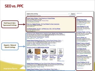 SEO vs. PPC


 Paid Search Ads /
Sponsored Listings




Organic / Natural
 Search Listings




                     5
 