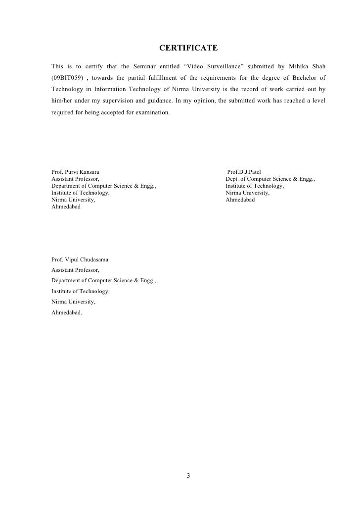 Video Surveillance Report