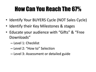 How Can You Create Conversions? 
INFLUENCE To ACTION 
• Move your “fans” to your own website, your own 
lists and own land...