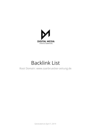 Backlink List
Root Domain: www.saarbruecker-zeitung.de
Generated on April 7, 2019
 