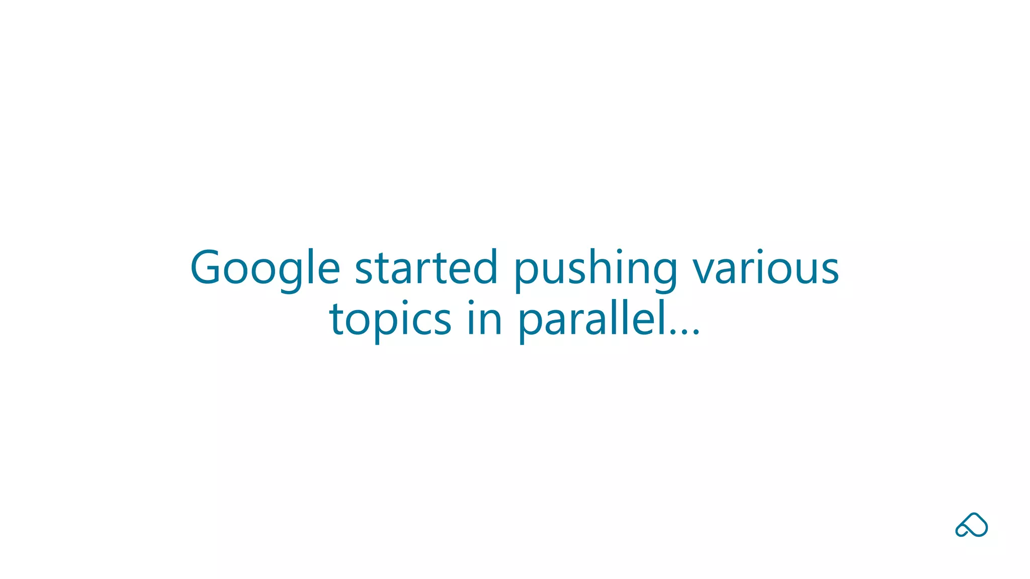 Google started pushing various
topics in parallel…
 