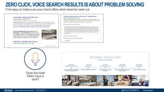 Confidentialwww.milestoneinternet.com | 1-408-200-2211
ZEROCLICK,VOICESEARCHRESULTSISABOUTPROBLEMSOLVING
Find ways to make sure your brand offers what searcher seek out
@MILESTONEMKTG
Does the hotel
Nikko have a
pool?
 